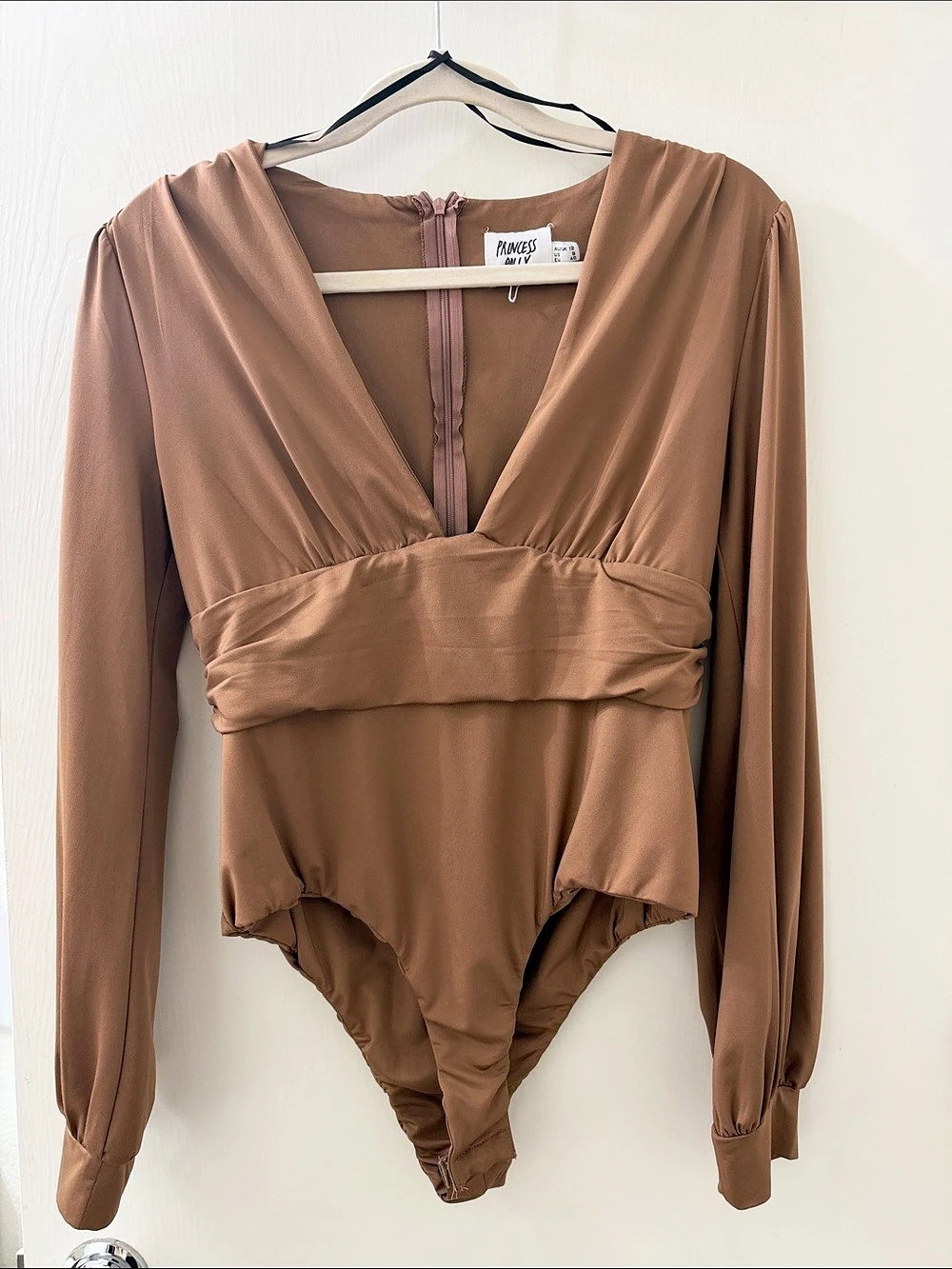Princess Polly Jude Long Sleeve Bodysuit Brown Large